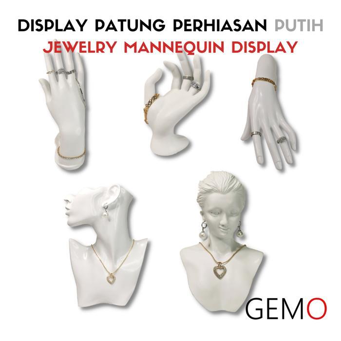 Display Patung Putih Perhiasan Manekin Untuk Cincin Gelang Kalung
