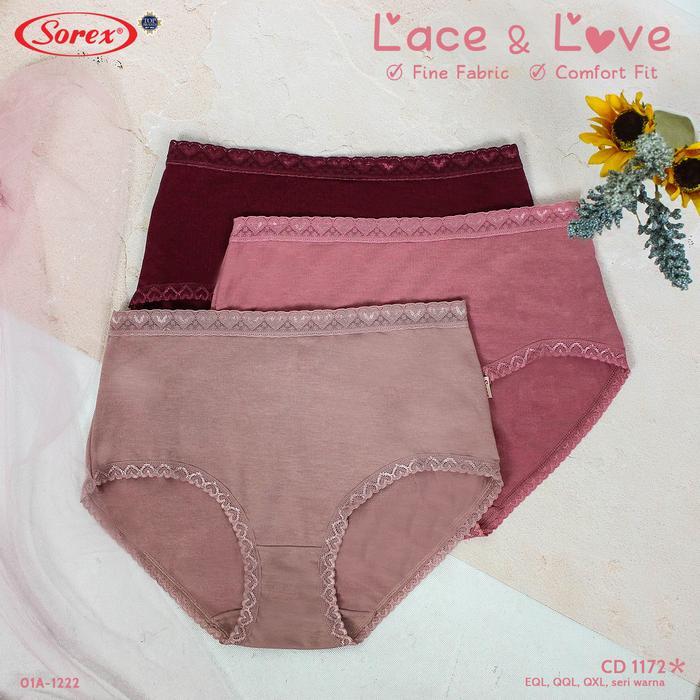 SOREX CD Celana Dalam Wanita Katun Renda Jumbo Lusinan XXXL,XXXXL,XXXXXL Lembut Pendek Dewasa Motif