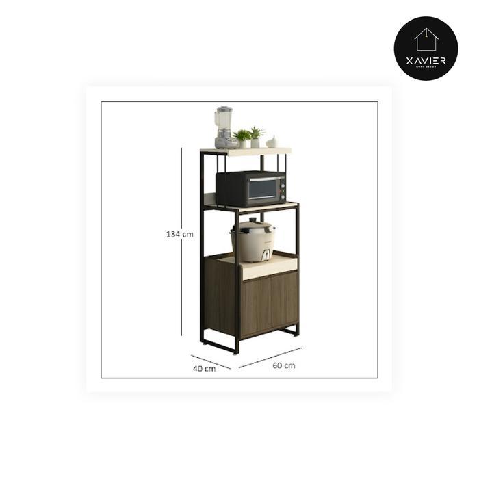 Rak Dapur Serbaguna Charlie Rak Penyimpanan Microwave & Lemari Xavier Home Decor Terlaris