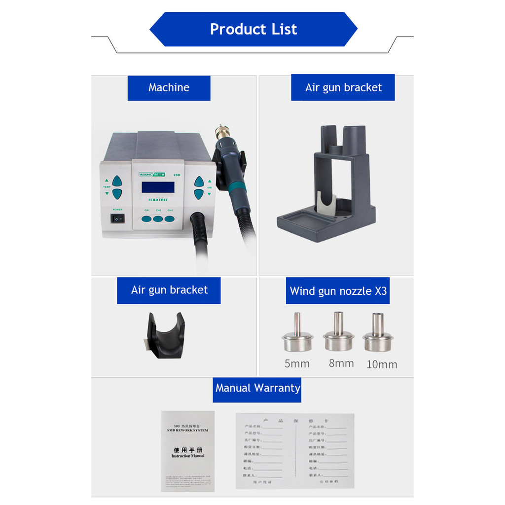 1000W Original YAOGONG 861DW Heat Gun Lead-free Hot Air Welding Station Hairdryer Soldering Hot Air