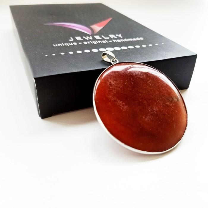 Liontin Batu Giok Coklat Bulat untuk Kalung