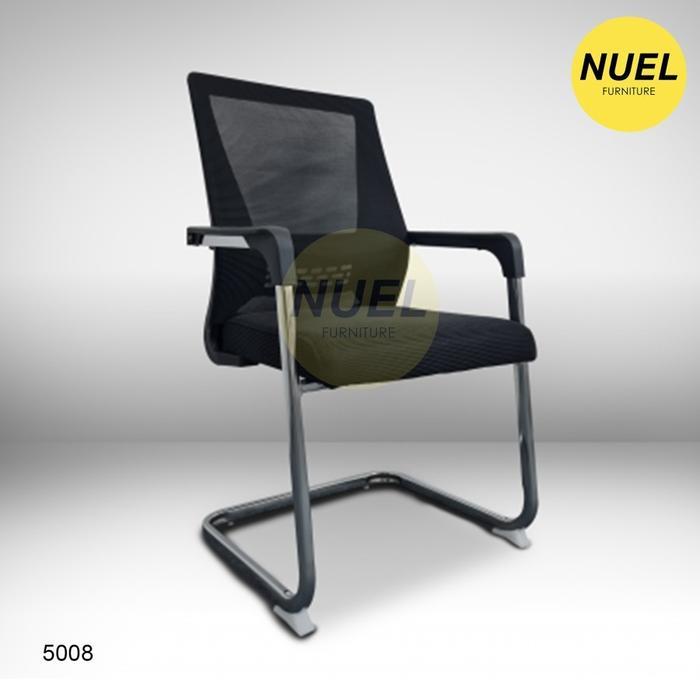 Nuel Kursi Hadap Jaring Kaki Besi / Kursi Meeting Rangka Besi Kotak / Kursi Kantor Tanpa Roda