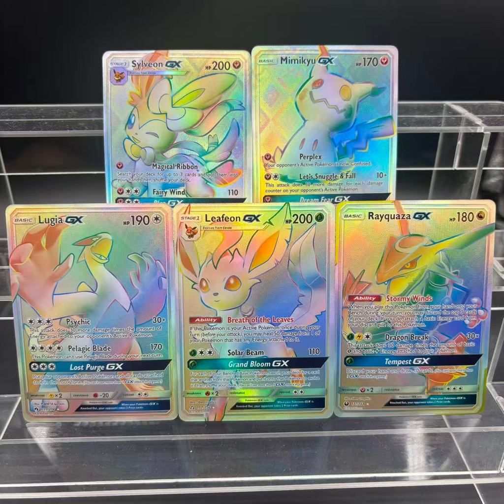 DIY PTCG Collection Cards Sylveon Mimikyu Lugia Rayquaza GX Self Made Single Card Classic Game Anime