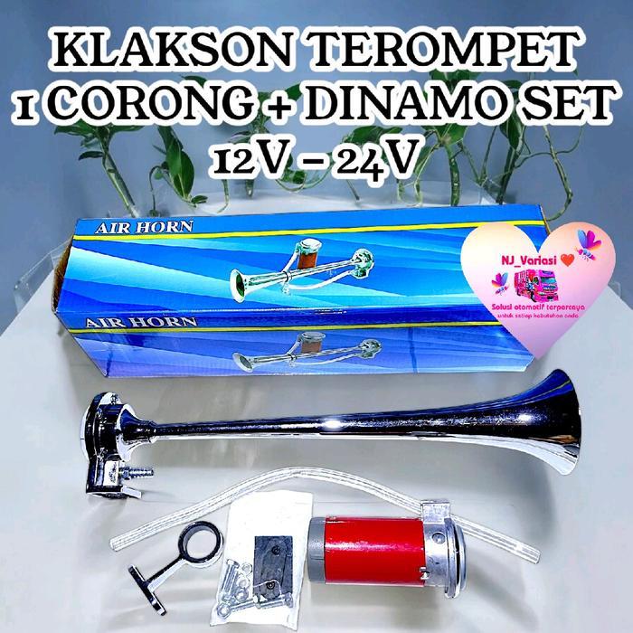 Klakson Terompet 1 Corong Dinamo 12 & 24Volt untuk Semua Jenis Mobil, Truck, dan Bus Tanpa Tabung