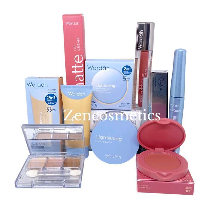 Wardah Make Lengkap/ PAKET MAKEUP LENGKAP WARDHA A: BB CREAM, BEDAK, LIPCREAM, MASCARA, EYELINER, BL