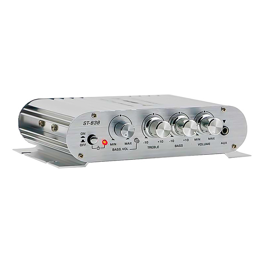 ST-838 HiFi 2.1 Channel Power Amplifier Bass and Treble Adjustment 80W*2 Subwoofer Amplifier Mini