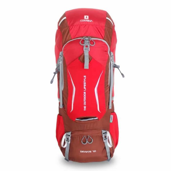 Consina Carrier Deviate 70L Expert Series Tas Gunung Merah Waterproof Free Rain Cover