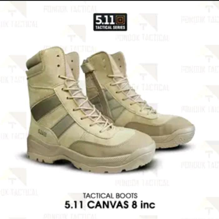 TACTICAL OUTDOOR 511 Sepatu Boot Tactical Outdoor Pria 8 Inch Kanvas Cordura Coklat Gurun - Coklat/G