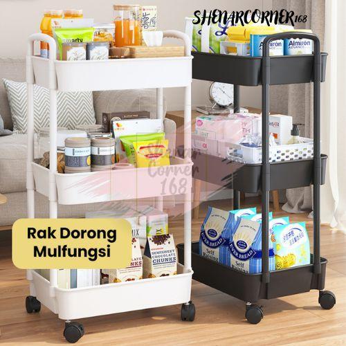 SHENAR RAK TROLI PLASTIK 3 SUSUN SALON / RAK DAPUR KAMAR TIDUR MANDI / TROLI SUSUN SERBAGUNA / TROLI