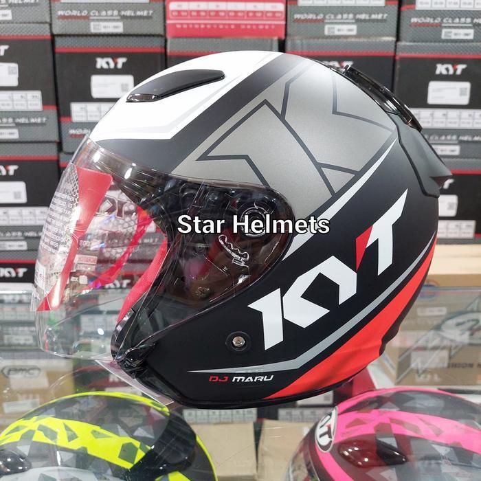 Helm Kyt Dj Maru Motif #17 Matt Black / Red Fluo