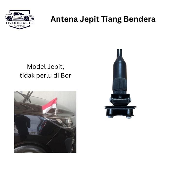 "New" Antena Tiang Bendera Universal Mobil//Merah Putih Mobil Motor Universal Jepit Depan Belakang