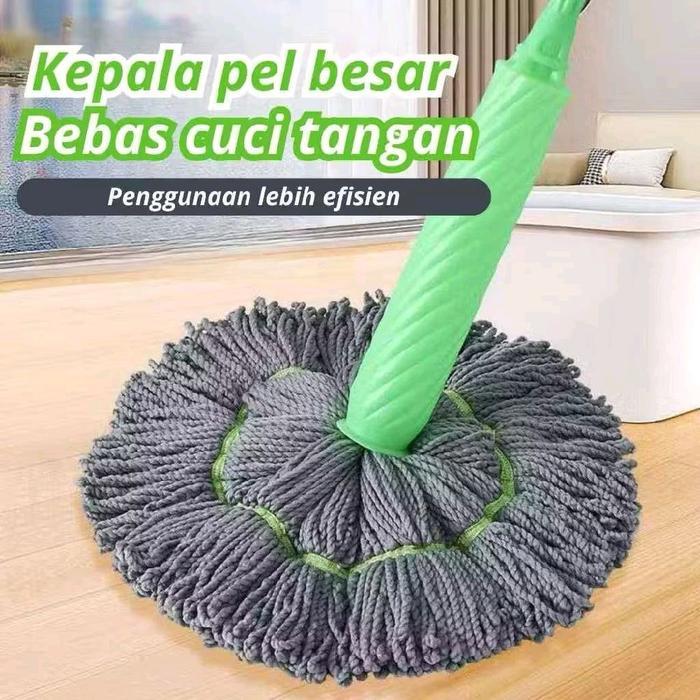 Alat Pel Lantai Pel Putar Peras Otomatis Serat Bambu / Alat Kain Pel Lantai Peras Otomatis Untuk