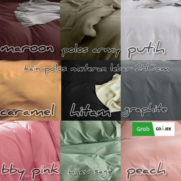Kain Polos Meteran Lebar 240Cm Kain Background Sprei 100 Mikro Silk