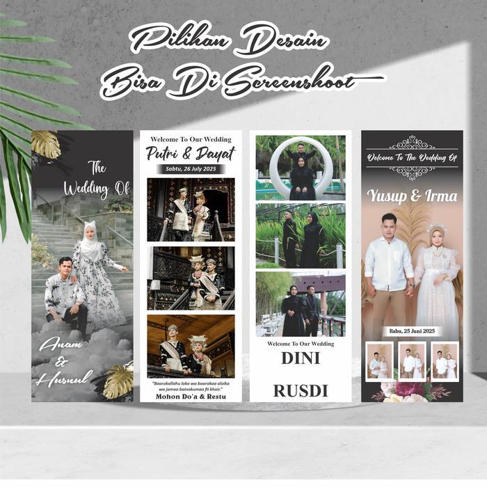 Banner Wedding + Tiang / Stand Banner Acara Wedding / Pernikahan Engagement / Khitan Satu Hari Jadi
