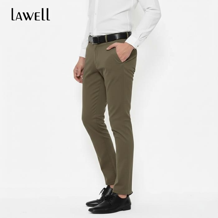 Lawell Chino Panjang Celana Chino Panjang Pria Slim Fit Bahan Stretch - Army, 29 Panjang Pria Slim F