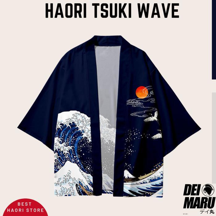 Mira- Kostum Jepang Japan Kimono Cosplay Ombak Ikan - Ct Haori Tsuki Waves Anime Terbaru 