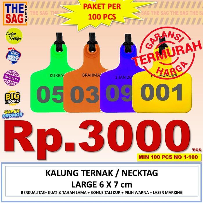 SALE NECKTAG 6X7 cm NOMOR 1-100 DOMBA KAMBING BABI SAPI (PAKET 100 PCS) kalung ternak, anting
