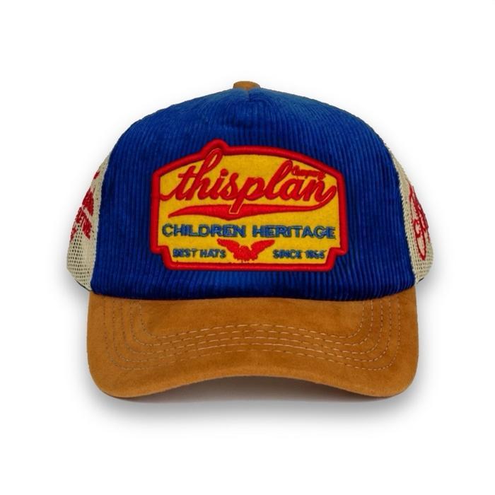 Jaring Corduroy Trucker Topi Jaring Corduroy Bordir Busa Tebal Lingkar Kepala 50-62 cm Trucker Hat H