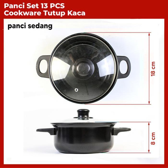 BERKUALITAS Cookware Panci Set 13 IN 1 Wajan Penggorengan Spatula Set Isi 13Pcs 1 Set Frypan