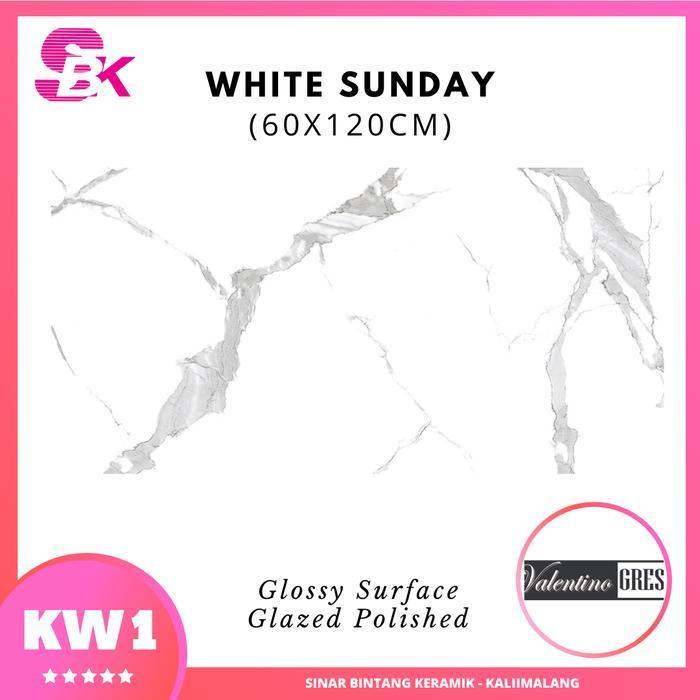 GRANIT RUANGAN GRANIT DAPUR 60X120 WHITE SUNDAY VALENTINO