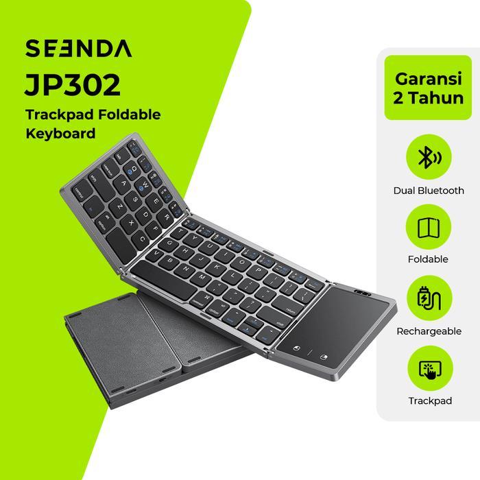Keyboard Lipat Bluetooth + Trackpad Portable Keyboard iPad & Laptop Travel SEENDA JP302 Rechargeable