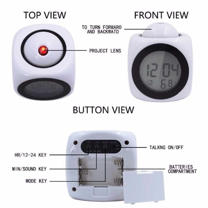 COD Jam Alarm Meja Dengan Lampu Proyektor LCD LED Digital Unik Aesthetic Portable XNCH