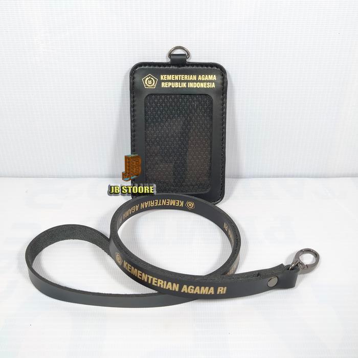 Ready Tempat Id Card Kemenag Kulit / Id Card Holder Kemenag Gantung / Nametag Kemenag Tali Kulit
