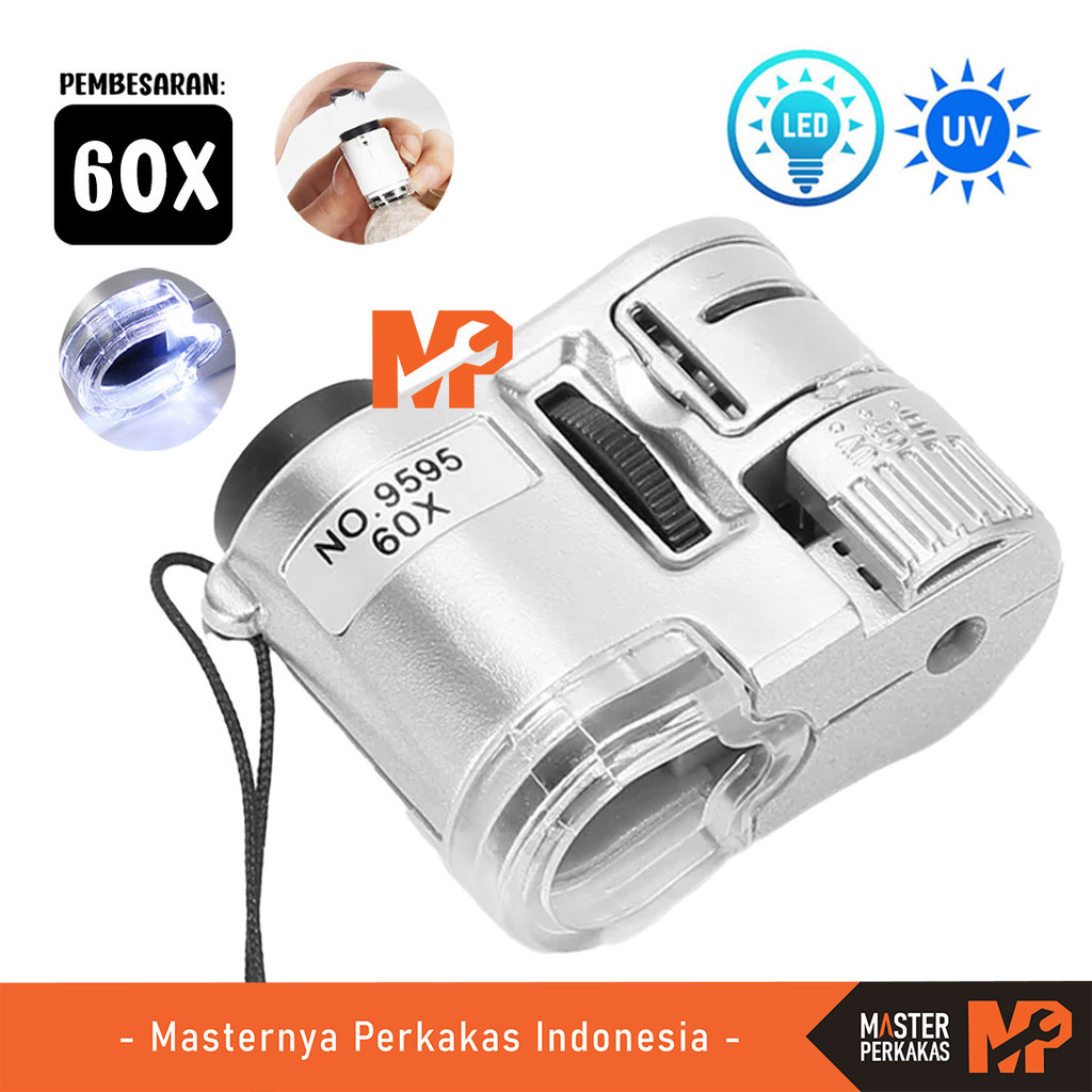 MP Mini Mikroskop LED UV 60x AL07 / Microscope Portable Detektor Uang Light Ultraviolet Kaca Pembesa