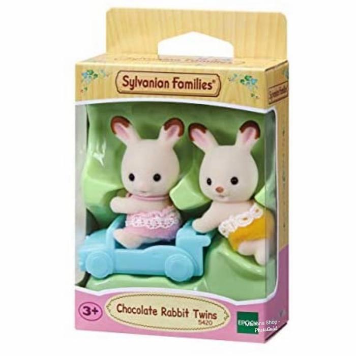 Set Boneka Bayi Kembar Kelinci Cokelat dengan Mainan Dorong - Sylvanian Families