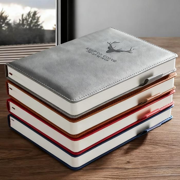 Buku Notebook Kulit A5 - Planner Harian, Buku Agenda Rapat, Jurnal Pribadi, dengan Cover Kulit