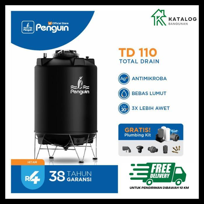 Tangki Air Penguin TD 110 / Toren Air Penguin 1050 Liter Total Drain - Hitam