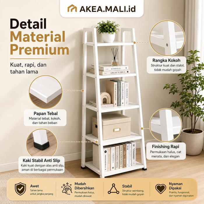 [Ak]5L Susun Besi Rak Kamar Tidur/Rak Buku 4Susun/ Rak Buku/Rak Buku Aesthetic/Rak Buku Kamar/Rak