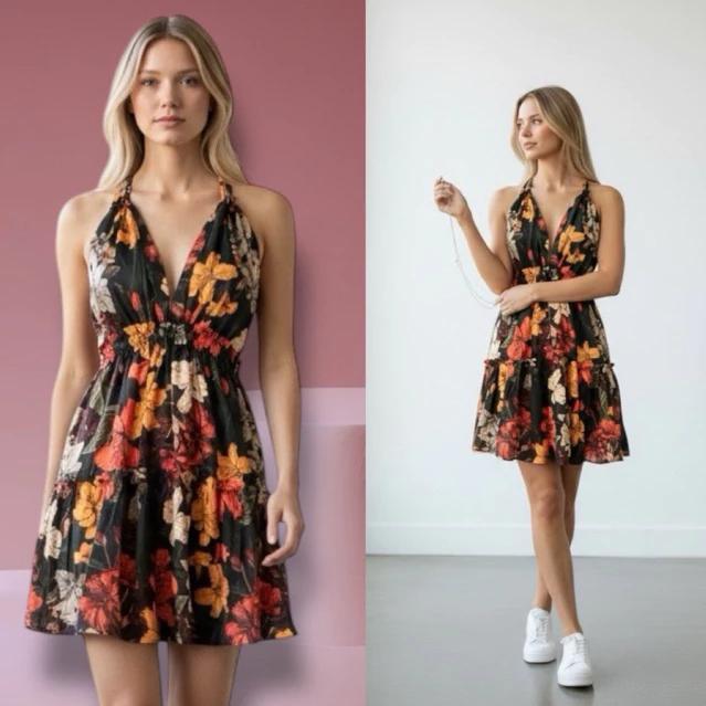 Dress Mini Sexy Motif Bunga Bahan Rayon Premium Daster Tidur Pendek Wanita Busui Bumil