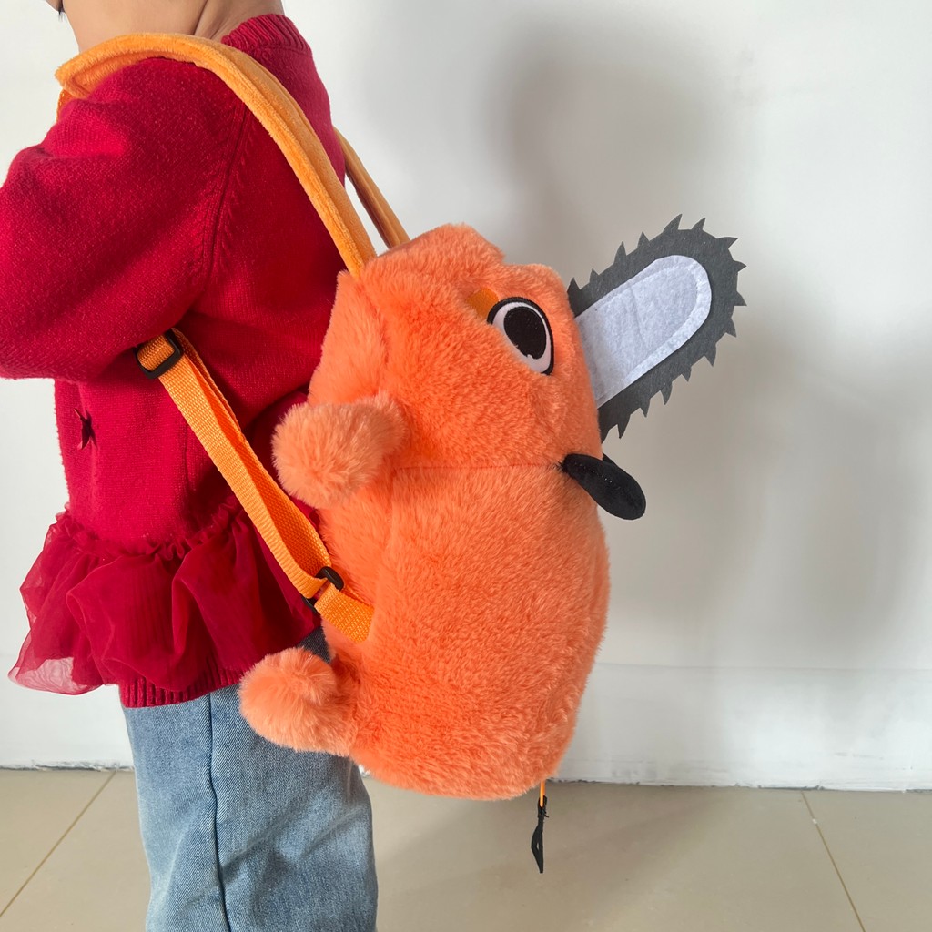 Kawaii Chainsaw Man Pochita Plush Slipper Pochita Peluche Schoolbag Stuffed Soft Backpack Adult Kids
