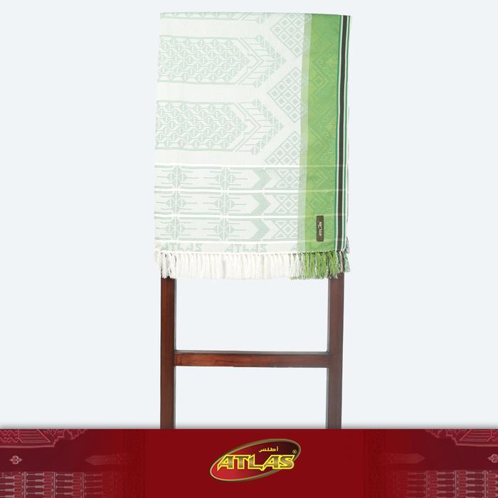 Surban Subaiyah ATLAS Motif Dobby SGF 01 Putih Hijau - Putih