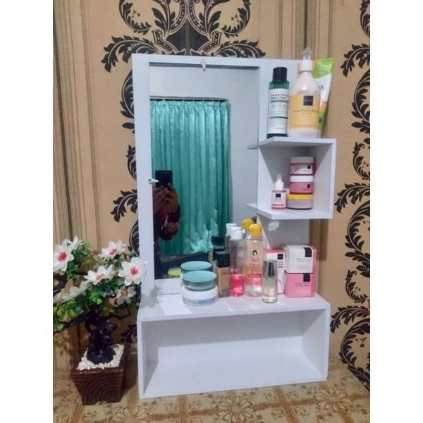 Rak Lemari Kaca Cermin Rias Kosmetik Wastafel Tempat Skincare Make Up
