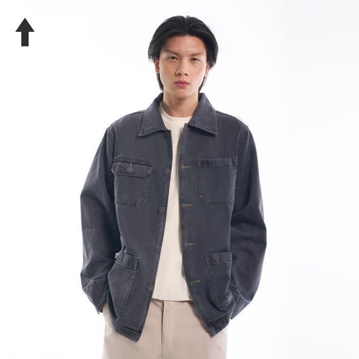 M231 Shift Jaket Denim Pria Dark Grey 0998B Pasti Promo