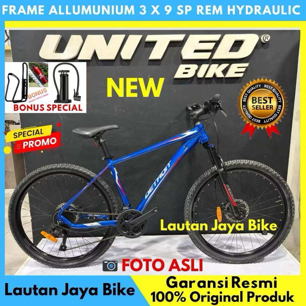 Sepeda Gunung 27.5 MTB United Bike Detroit 2.1 Frame Alloy 3x9 Speed Rem Hidrolik New