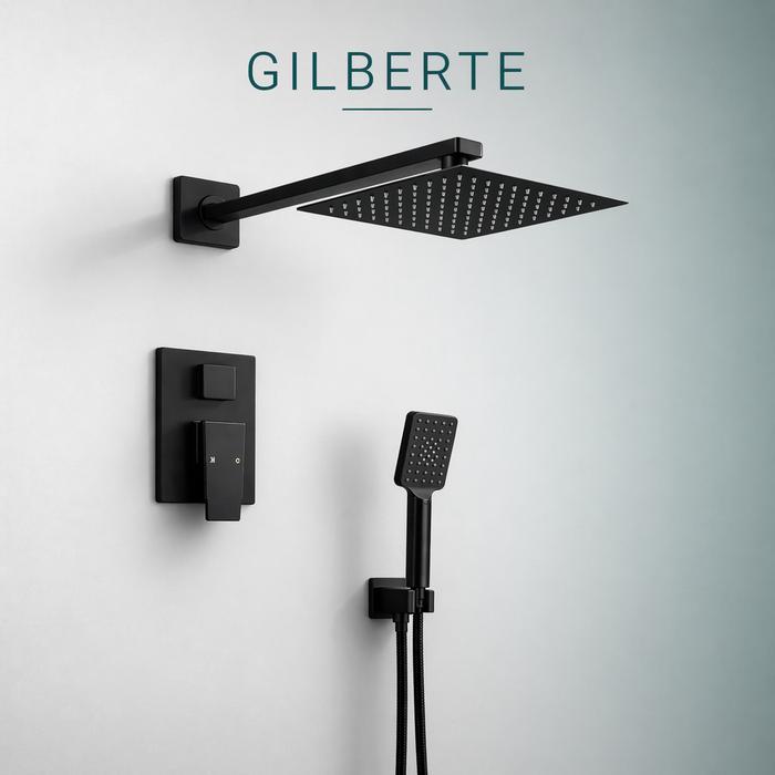 Wall Shower Set Hitam Shower Tanam 3 Mode Hand Shower