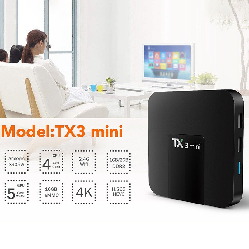 Android 8.1 TX3 Mini Smart TV BOX Amlogic RK3228A Quad-Core 2GB 16GB 2.4G WiFi 1080p 4K For Google