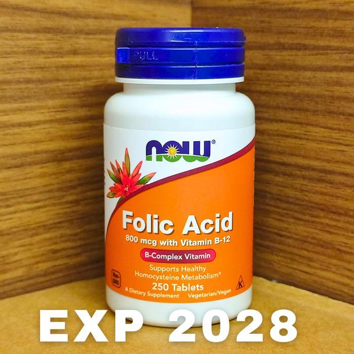 Now Foods Folic Acid with Vitamin B-12 Vit B12 B 12 ,800mcg 250 tablet