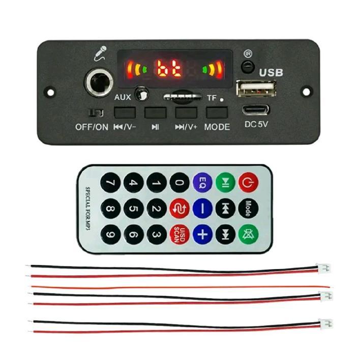 Modul Mp3 Player Stereo 2x5 Watt Amplifier DC 3.7V - 5V Bluetooth Mic Karaoke
