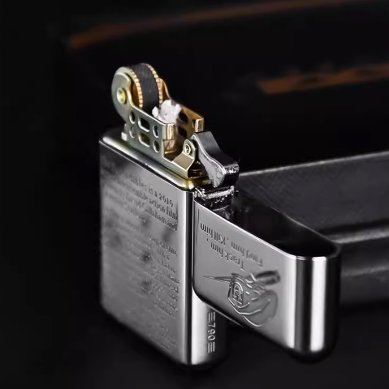 ZORRO's Z790 Original Copper Kerosine Lighter, Peony Double-sided Engraved Brass Lighter, Portable