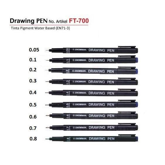 SOS Drawing Pen Snowman / Pulpen / Drawing Pen - 0.05, Hitam