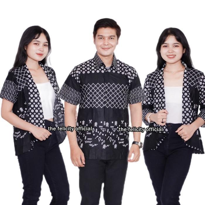 Felicitybatik - Bolero Outer Batik Simple Blazer Batik Wanita Rompi Atasan Couple Kemeja Pria [