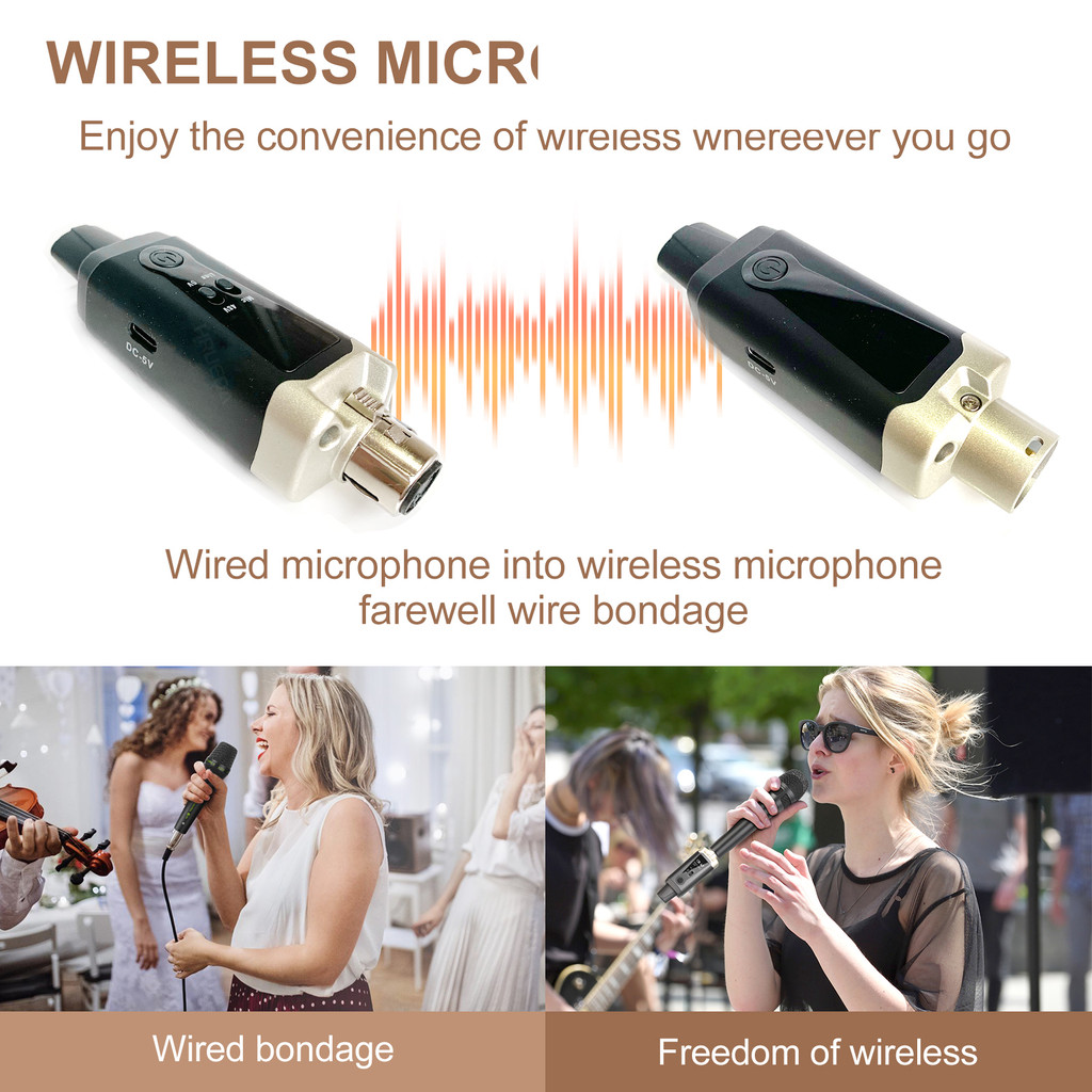 Wireless Microphone System UHF Wireless XLR Transmitter and Receiver for Dynamic Microphone, Audio