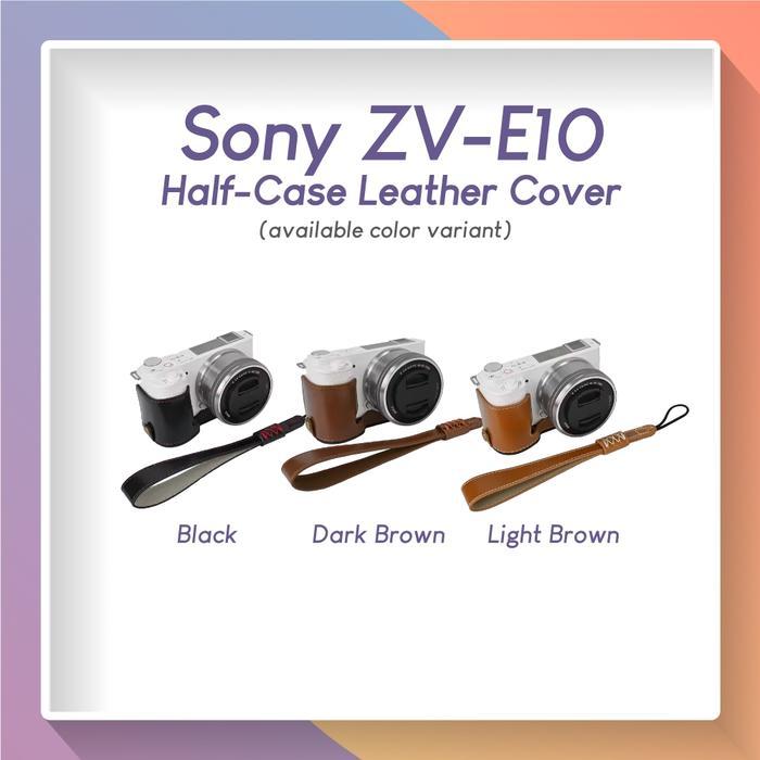 HALF CASE LEATHER BAG FOR SONY ZV-E10 WITH STRAP TAS KAMERA ALPHA ZV E 10 MARK 1 BAHAN KULIT PU E10