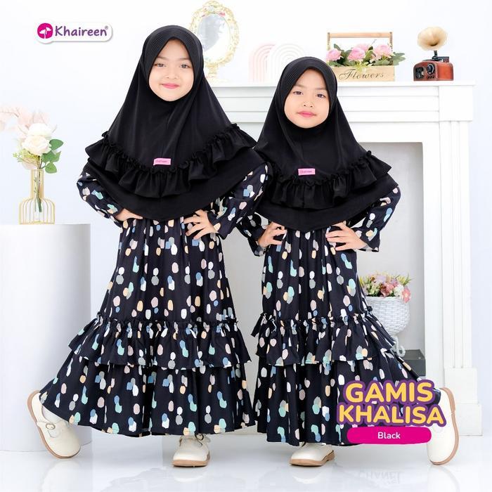 Khaireen Gamis Khalisa Anak Katun Rayon Motif Rample Susun Hijab Baju Muslim Bayi Balita Aqiqah Sete