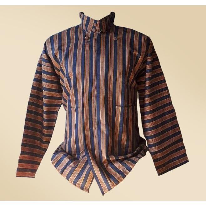 ORIGINAL ... Baju Surjan Tenun Lurik - Tersedia Warna Lurik Hitam, Abu, Hijau, Maroon, Biru