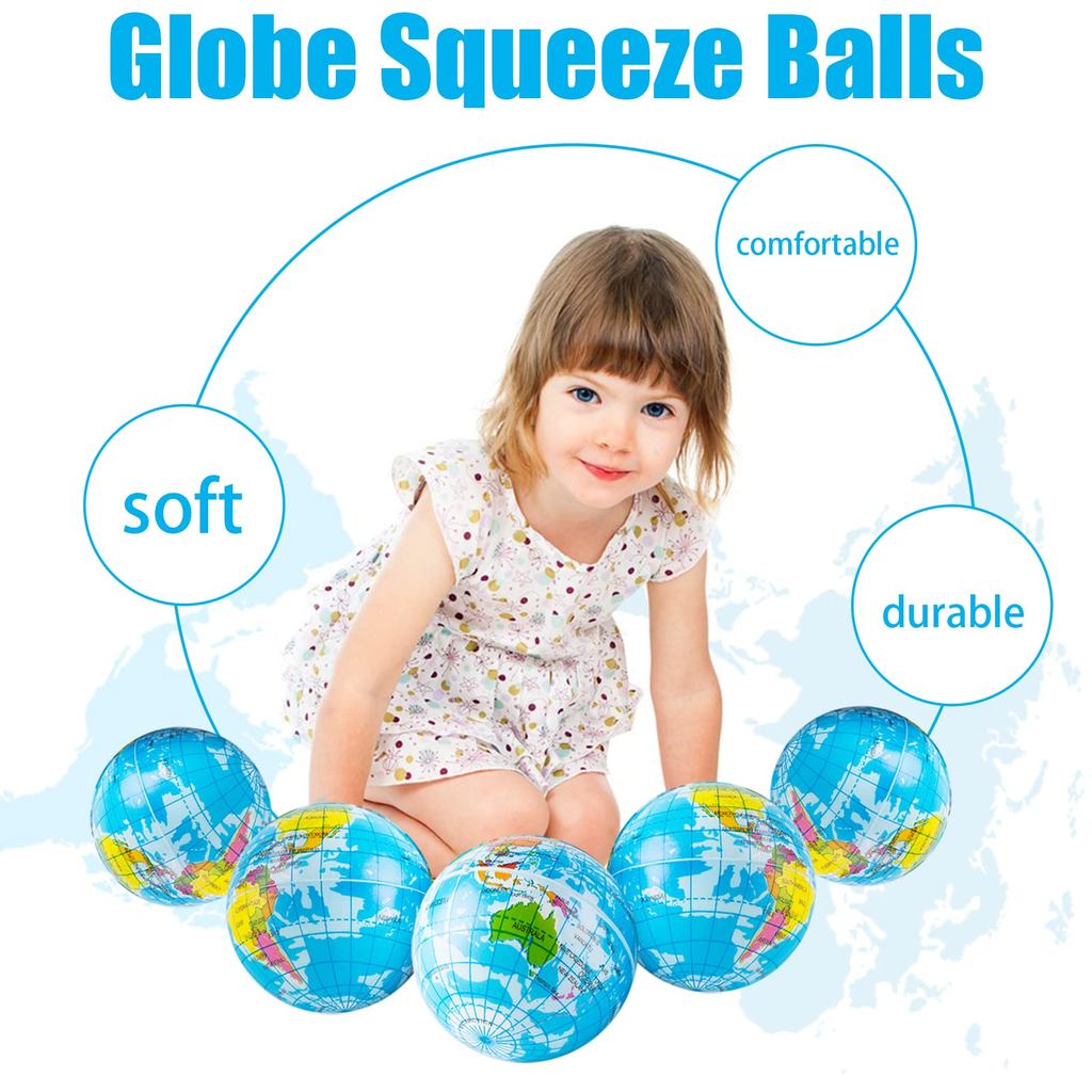 Spherical squeeze ball 2.5 inch elastic earth ball soft earth ball mini foam globe squeeze pressure